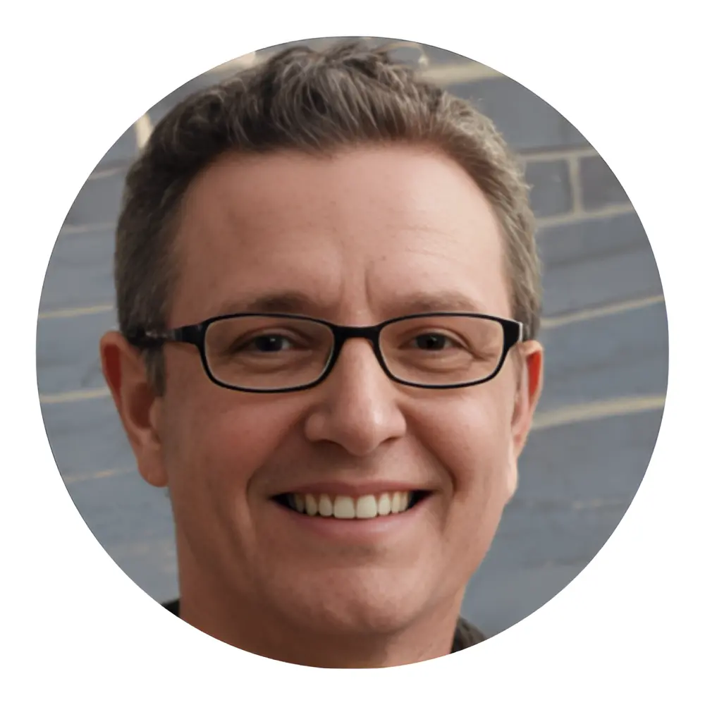 Portrait of a man with glasses giving feedback on shifting vibrations